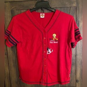Y2K Looney Tunes, Tweety and Sylvester Button-Down Top
